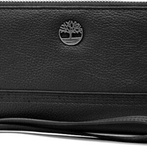 Women's Leather RFID Zip Around Wallet Clutch with Wristlet Strap